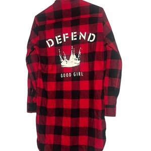 Women's Red Plaid High Low Dress